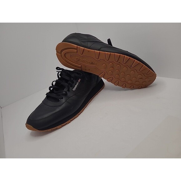 Reebok Classic Leather Men's Shoes Sneaker Size 14 Black/Gum Bottom GY0954 - Picture 4 of 10
